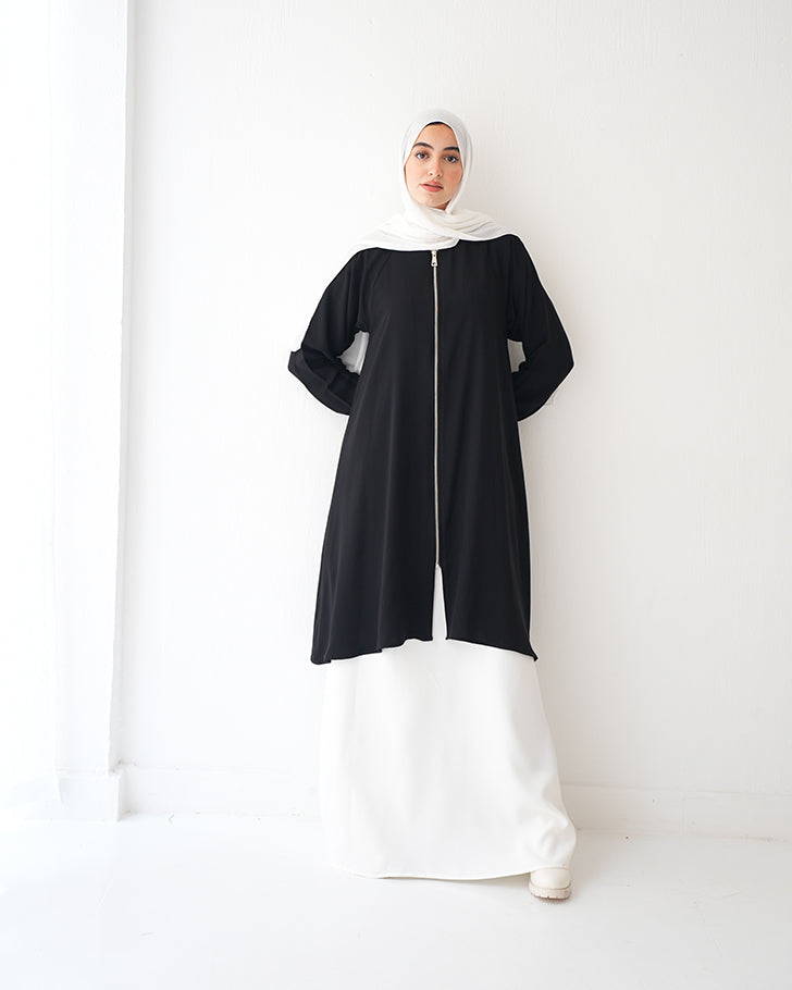 Black Zippered Modest Tunic C239