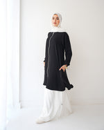 Black Zippered Modest Tunic C239