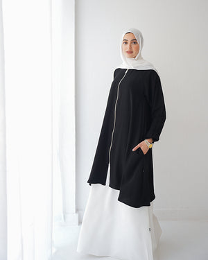Black Zippered Modest Tunic C239