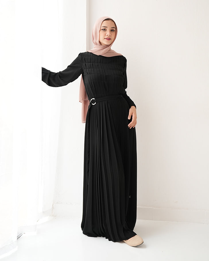 Pleated Silk Abaya C98