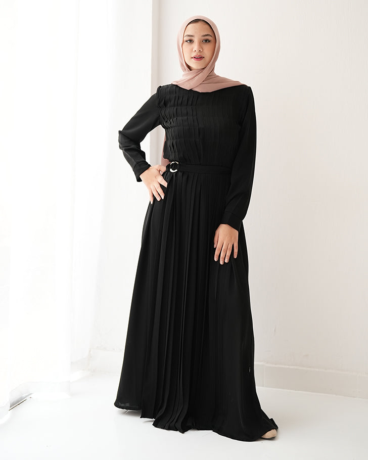 Pleated Silk Abaya C98