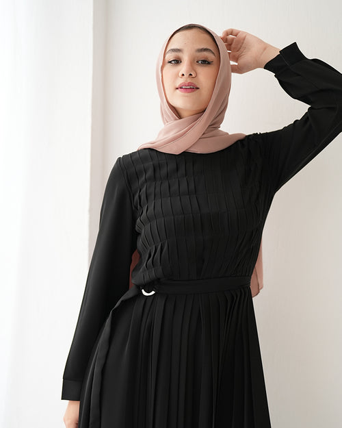 Pleated Silk Abaya C98