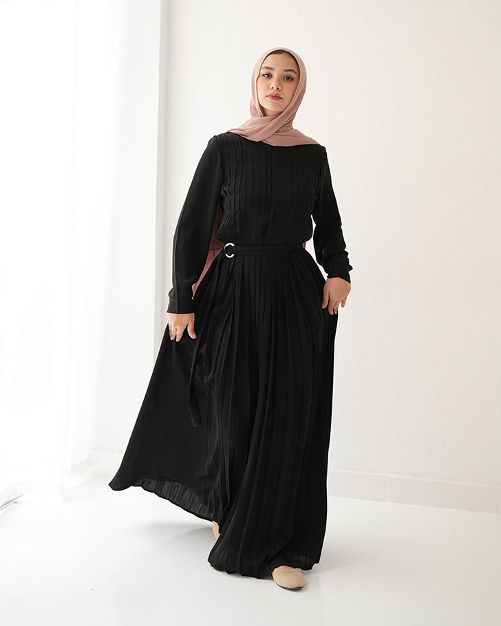 Pleated Silk Abaya C98