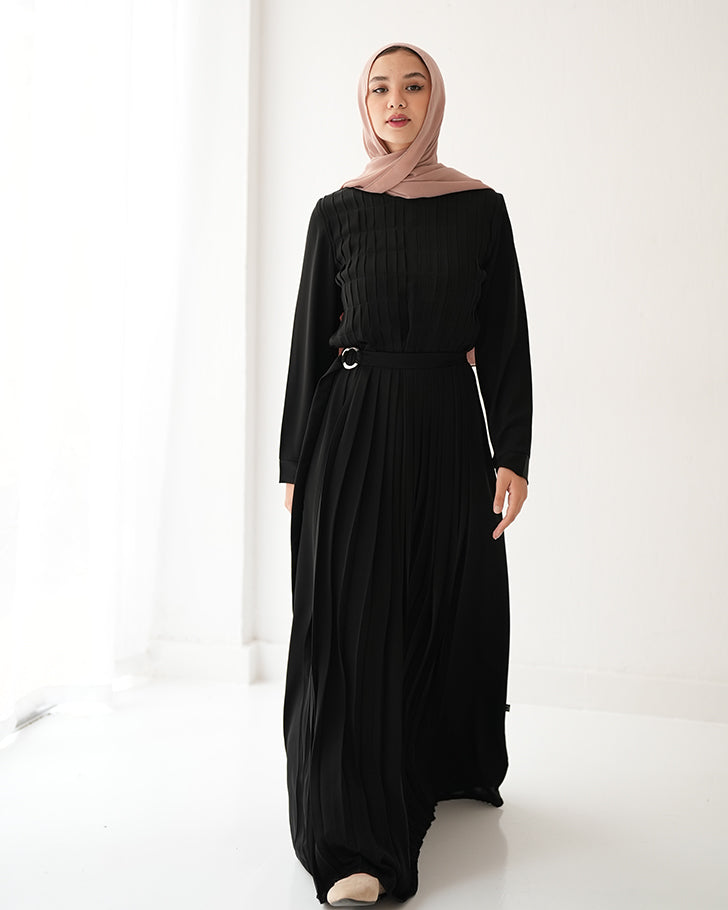 Pleated Silk Abaya C98