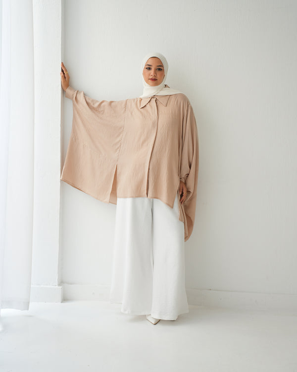 Free Size Shirt Poncho Beige C2191