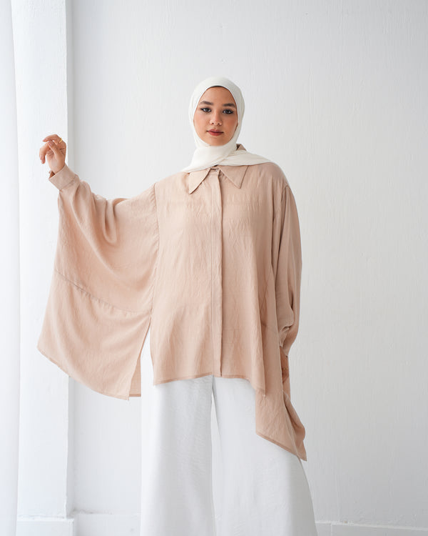 Free Size Shirt Poncho Beige C2191