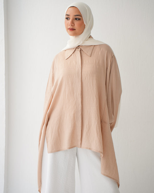 Free Size Shirt Poncho Beige C2191