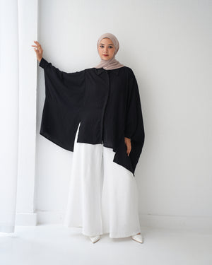 Free Size Shirt Poncho Black C2191