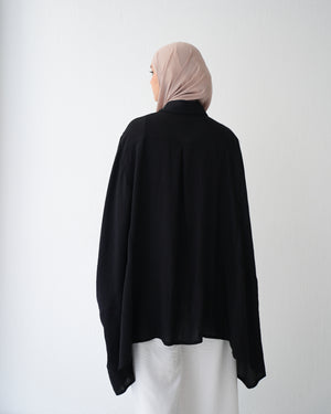 Free Size Shirt Poncho Black C2191