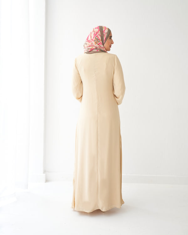 Pleated Chiffon Dress Sandy Beige C74