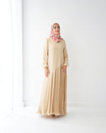 Pleated Chiffon Dress Sandy Beige C74
