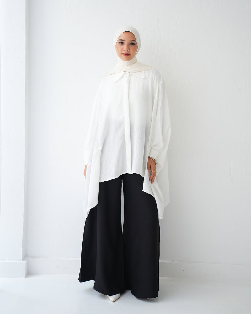 Free Size Shirt Poncho Offwhite C2191