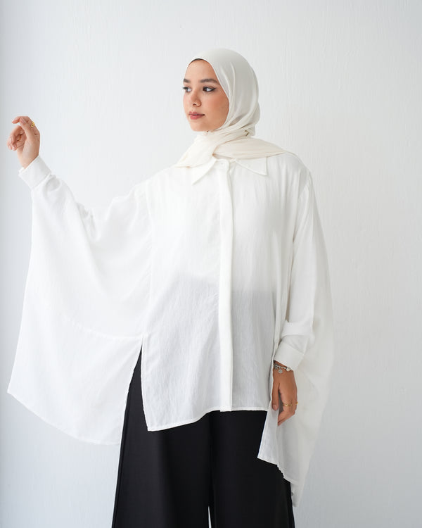Free Size Shirt Poncho Offwhite C2191