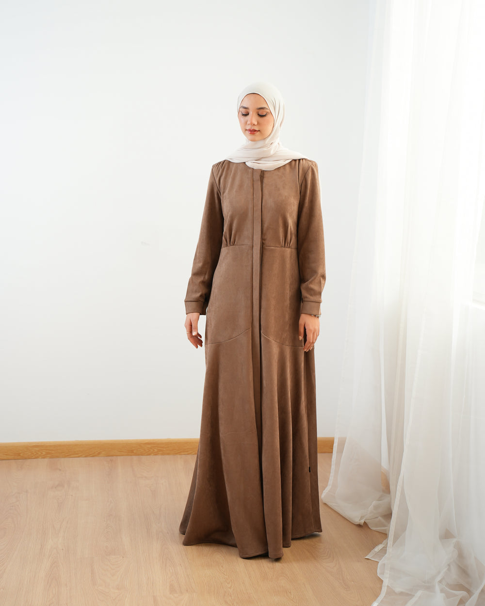 Front Buttoned Suede Dress Cafe C86