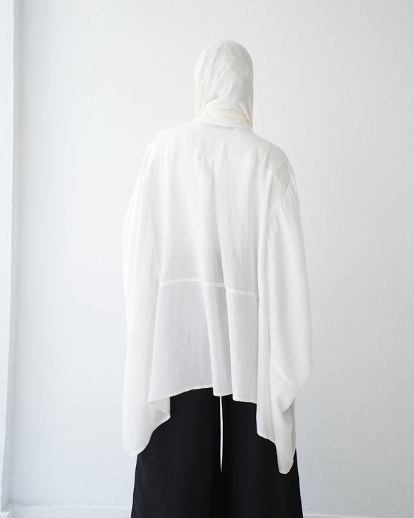 Free Size Shirt Poncho Offwhite C2191