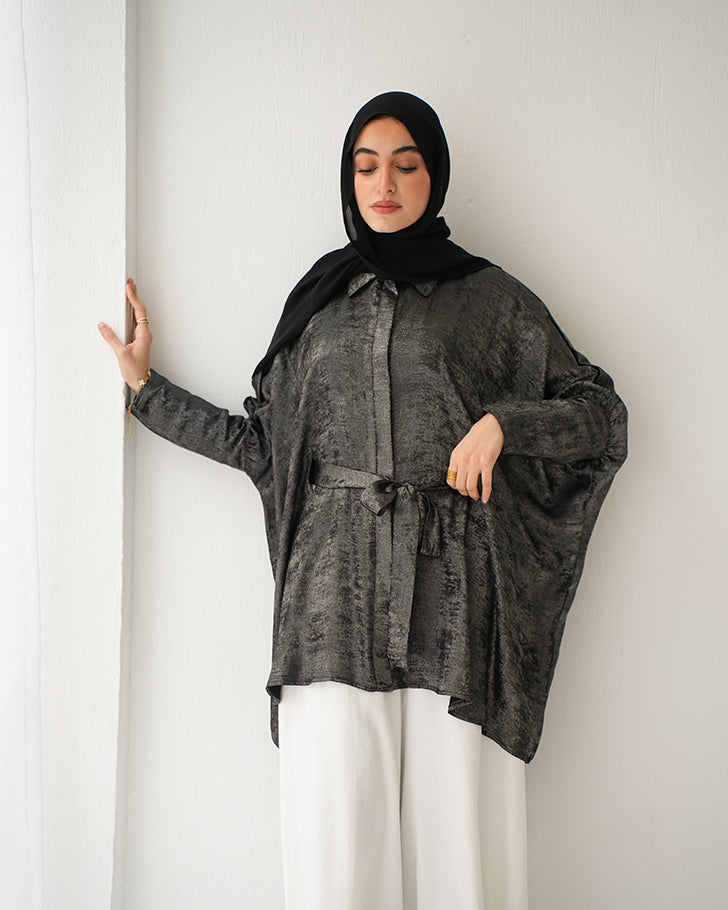 Shimmer Free Size Blouse Silver C223