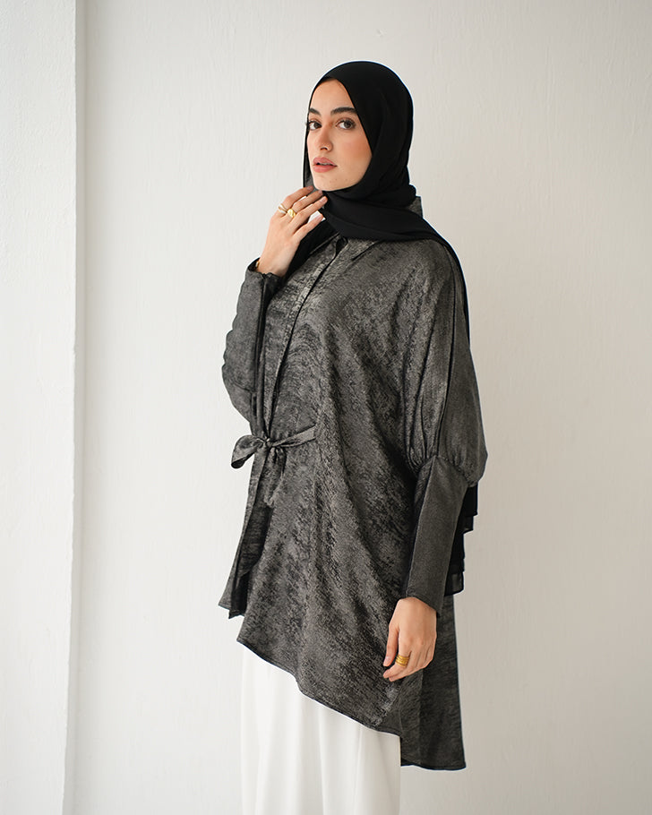 Shimmer Free Size Blouse Silver C223