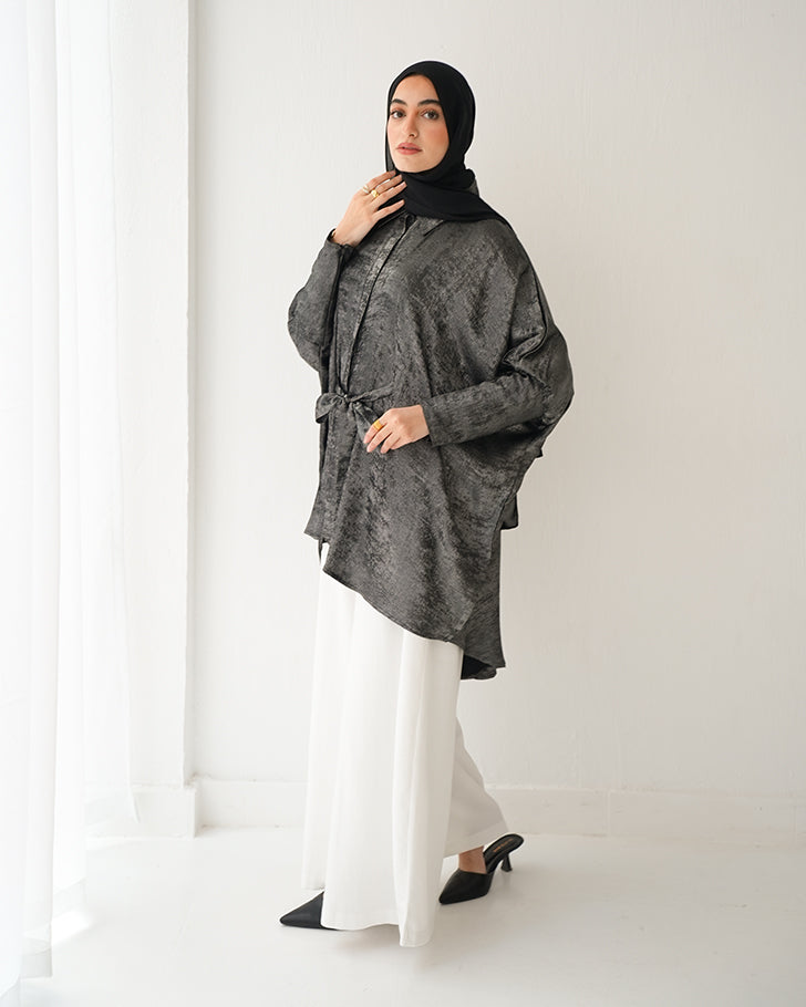 Shimmer Free Size Blouse Silver C223