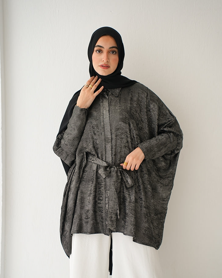 Shimmer Free Size Blouse Silver C223