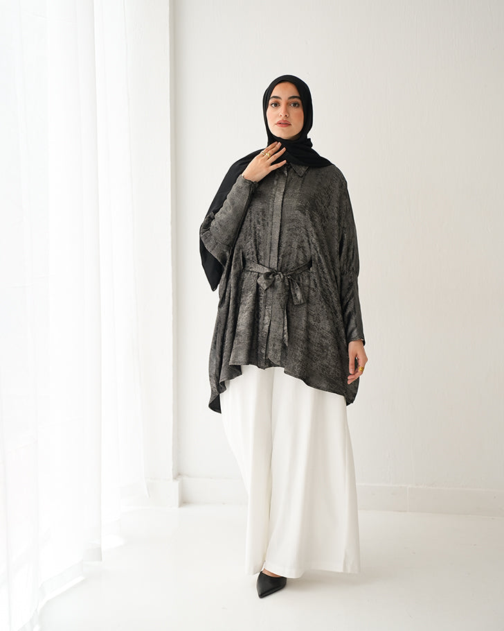 Shimmer Free Size Blouse Silver C223