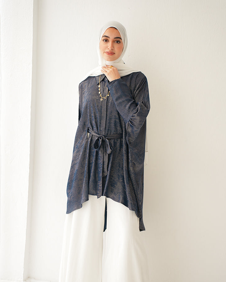 Shimmer Free Size Blouse Navy C223