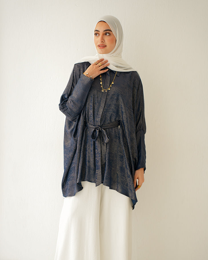 Shimmer Free Size Blouse Navy C223