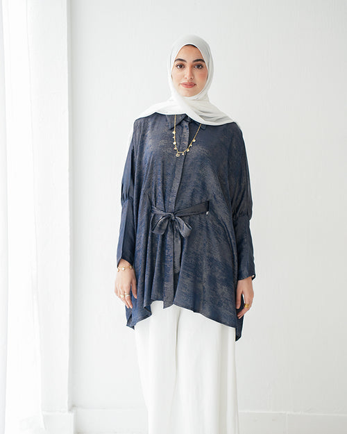 Shimmer Free Size Blouse Navy C223