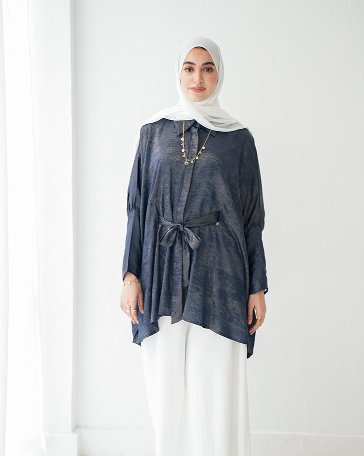 Shimmer Free Size Blouse Navy C223