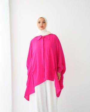 Free Size Shirt Poncho Hot Pink C2191