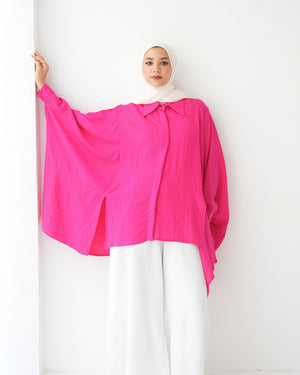Free Size Shirt Poncho Hot Pink C2191