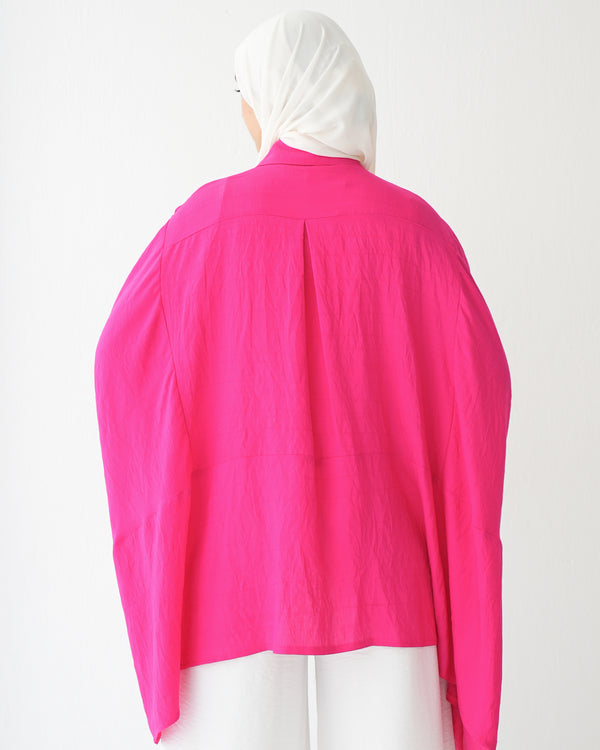 Free Size Shirt Poncho Hot Pink C2191