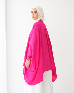 Free Size Shirt Poncho Hot Pink C2191