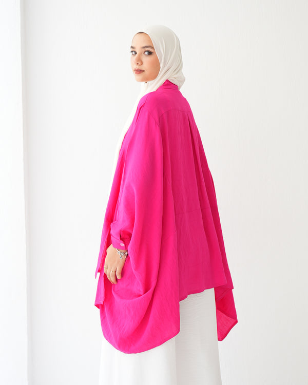 Free Size Shirt Poncho Hot Pink C2191