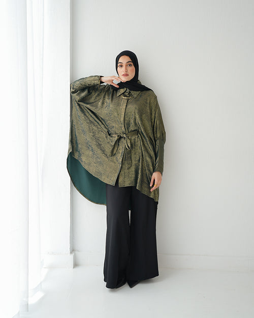 Shimmer Free Size Blouse Olive C223