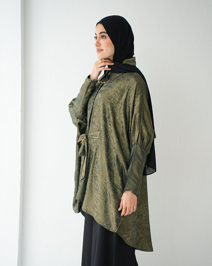 Shimmer Free Size Blouse Olive C223
