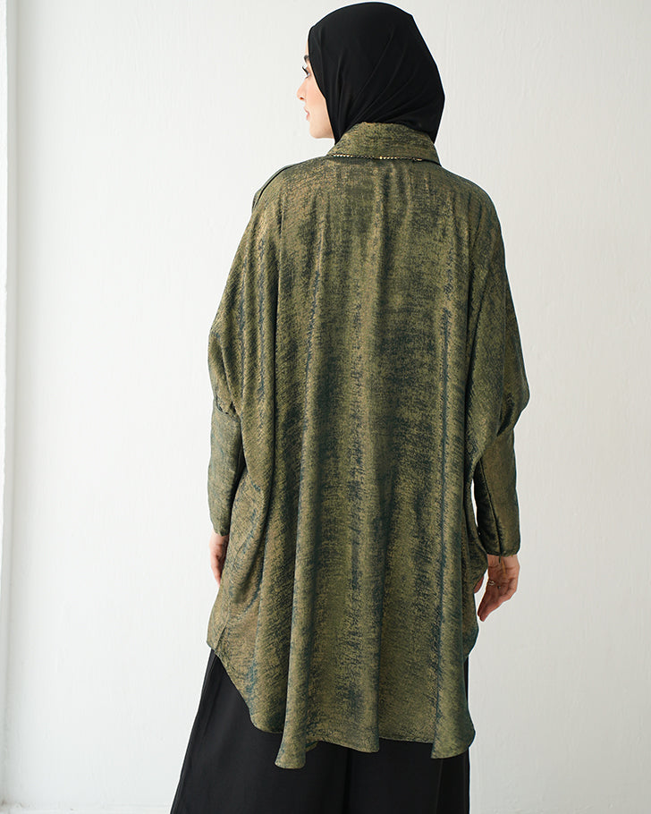 Shimmer Free Size Blouse Olive C223