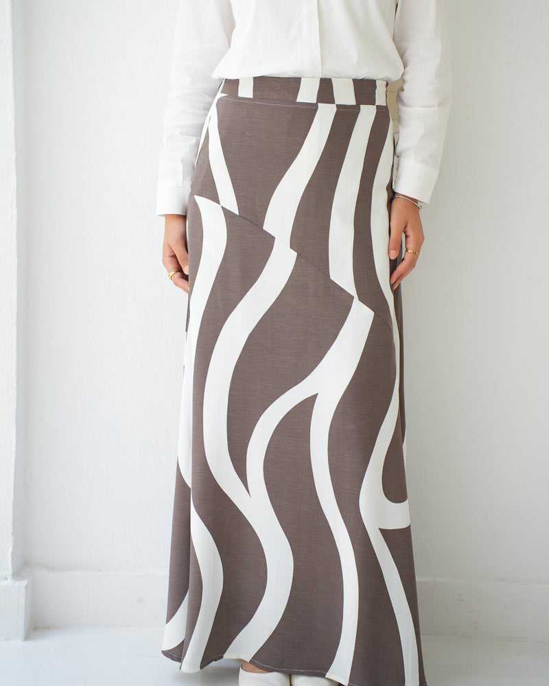 Linen Blend Maxi Skirt C1712