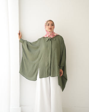 Free Size Shirt Poncho Olive C2191