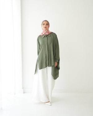 Free Size Shirt Poncho Olive C2191