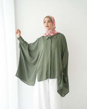 Free Size Shirt Poncho Olive C2191