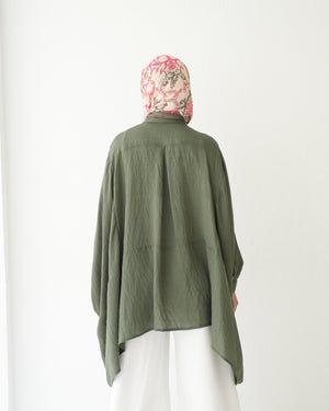Free Size Shirt Poncho Olive C2191