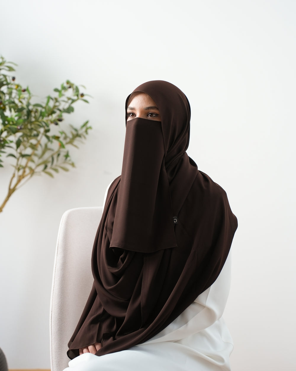 Stretch Niqab Brown C3100
