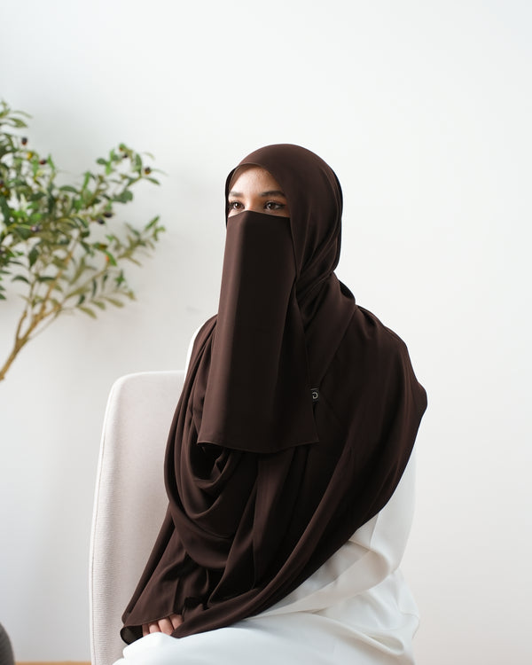Stretch Niqab Brown C3100