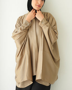 Free Size Poncho Metallic Beige C2193