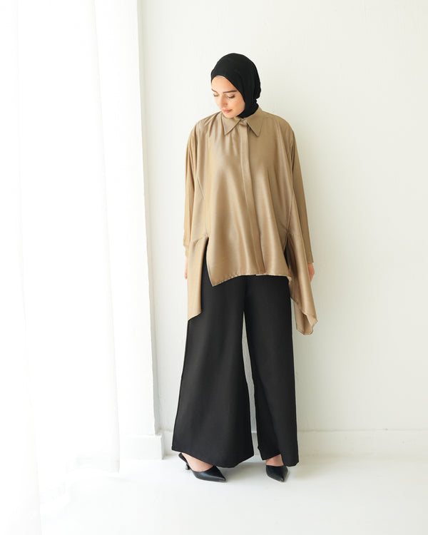 Free Size Poncho Metallic Beige C2193