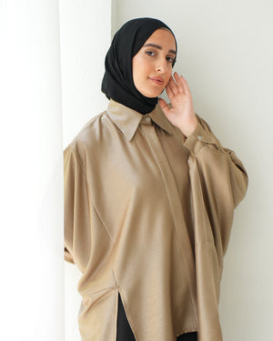 Free Size Poncho Metallic Beige C2193