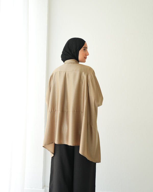 Free Size Poncho Metallic Beige C2193