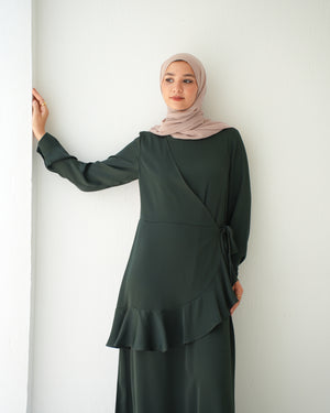 Silk Wrap Dress Olive C102