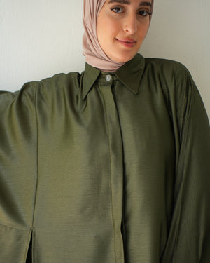 Free Size Poncho Metallic Olive C2193