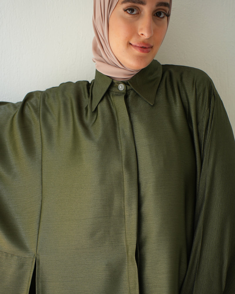 Free Size Poncho Metallic Olive C2193